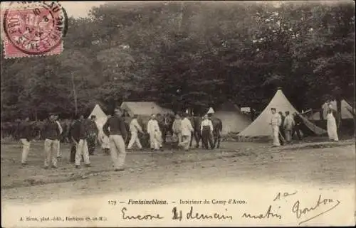 Ak Fontainebleau Seine et Marne, Interieur du Camp d´Avon