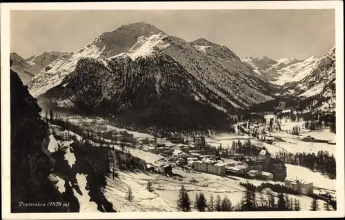 Ak Pontresina Kanton Graubünden Schweiz, Panorama, Winter