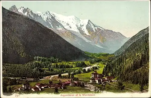 Ak Argentieres Haute Savoie, Panorama, Mont Blanc