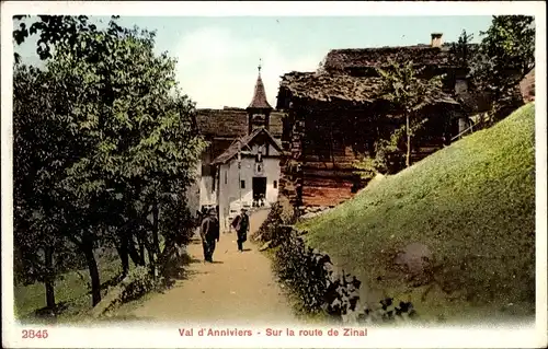 Ak Zinal Kanton Wallis, Val d´Annivers, Sur la route de Zinal