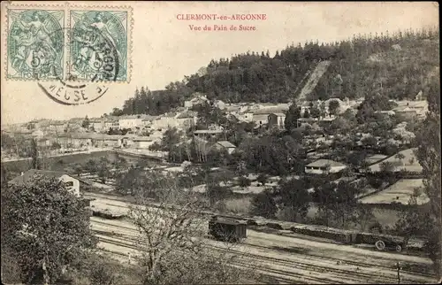 Ak Clermont en Argonne Lothringen Meuse, Vue du Pain de Sucre, Schienen, Eisenbahn, Panorama