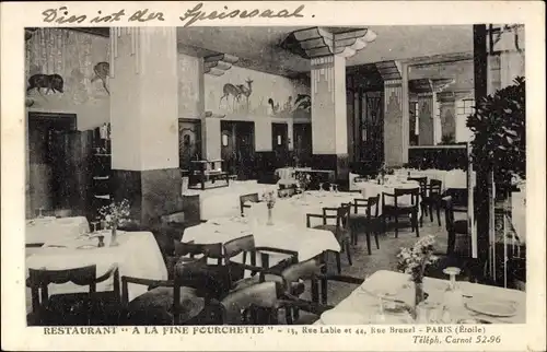 Ak Paris Frankreich, Restaurant A la fine Fourchette, Speisesaal