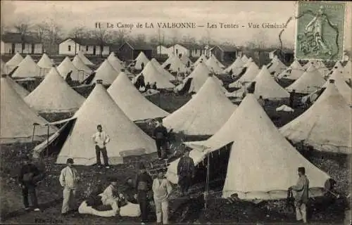 Ak La Valbonne Ain, Le Camp de LA Valbonne, Les Tentes, Zelte, Militärcamp