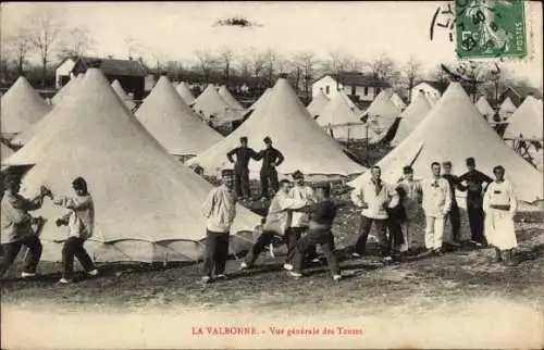 Ak La Valbonne Ain, Vue generale des Tentes, Zelte, Militärcamp