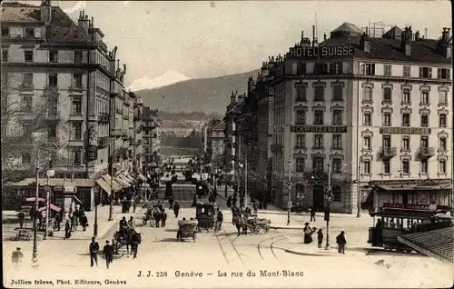 Ak Genève Genf Schweiz, La  Rue du Mont Blanc, Hotel Suisse