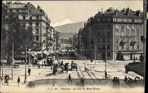 Ak Genève Genf Schweiz, Rue du Mont Blanc, Hotel Suisse