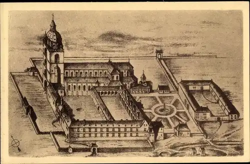 Ak Stavelot Wallonien Lüttich, Vue du monastere et de l'ancienne eglise abbatiale