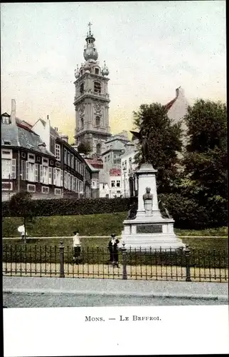 Ak Mons Wallonien Hennegau, Le Beffroi, Kirchturm, Denkmal