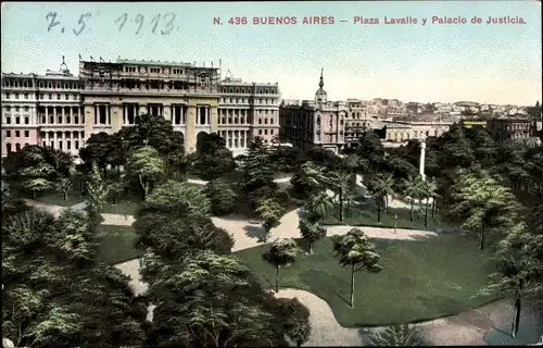 Ak Buenos Aires Argentinien, Plaza Lavalle y Palacio de Justicia