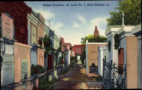 Ak New Orleans Louisiana USA, St. Louis Cemetery No. 1, gravestones