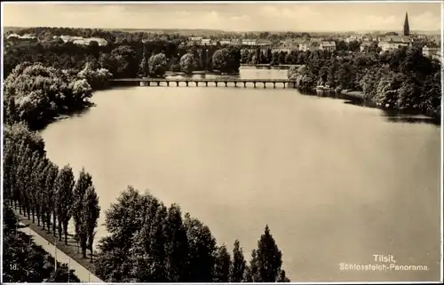 Ak Sowjetsk Tilsit Ostpreußen, Schlossteich-Panorama