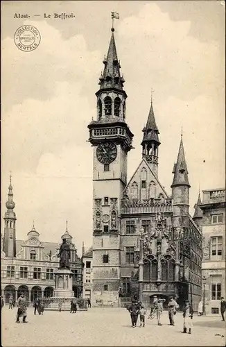 Ak Aalst Alost Ostflandern, Le Beffroi, Platz, Denkmal