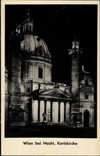 Ak Wien, bei Nacht, Karlskirche