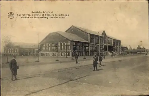 Ak Bourg Leopold Leopoldsburg Flandern Limburg, Aux Carres, Cantine et Theatre de troupe, Soldaten