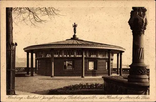 Ak Hamburg Altstadt, Jungfernstieg, Verkehrspavillon der Hamburg Amerika Linie