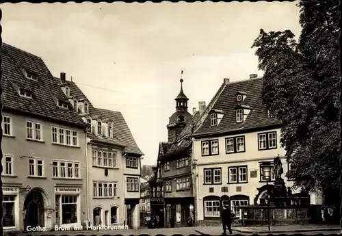 Ak Gotha in Thüringen, Brühl, Marktbrunnen, Geschäfte