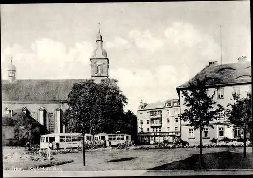 Ak Erfurt in Thüringen, Karl Marx Platz, Straßenbahn