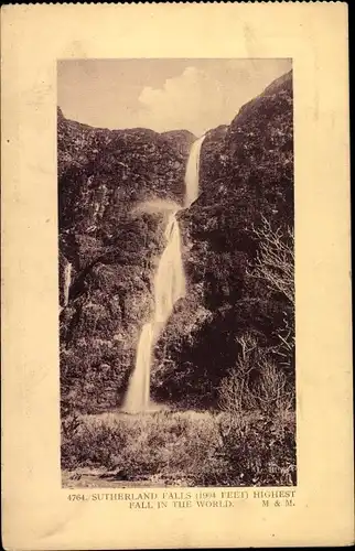 Ak Neuseeland New Zealand, Sutherland Fall, Wasserfall