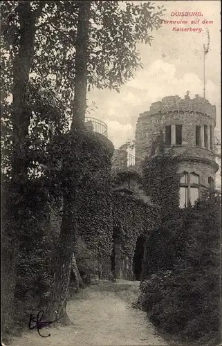 Ak Duisburg im Ruhrgebiet, Die Turmruine auf dem Kaiserberg