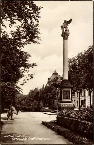 Ak Krefeld am Niederrhein, Cornelius de Greiff Denkmal