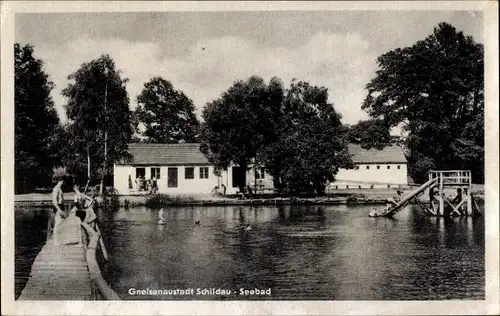 Ak  Gneisenaustadt Schildau in Sachsen, Seebad