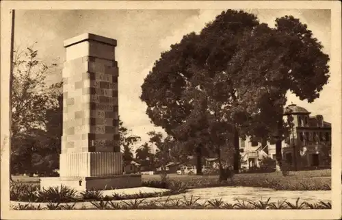 Ak Porto Novo Benin, Le Monument aux Morts, Denkmal, Park