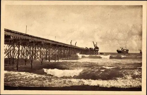 Ak Cotonou Benin, Le Warf et la Barre, Steg, Schiffe, Wellen, Meer