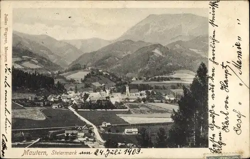 Ak Mautern in der Steiermark, Panorama, Luftansicht