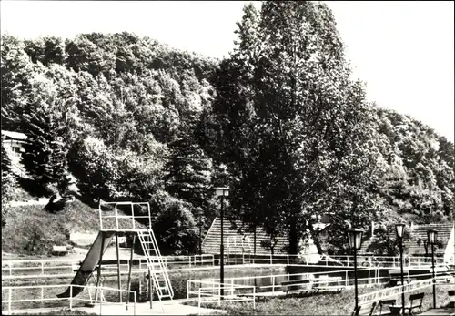 Ak Breitungen Südharz, Waldbad, Rutsche