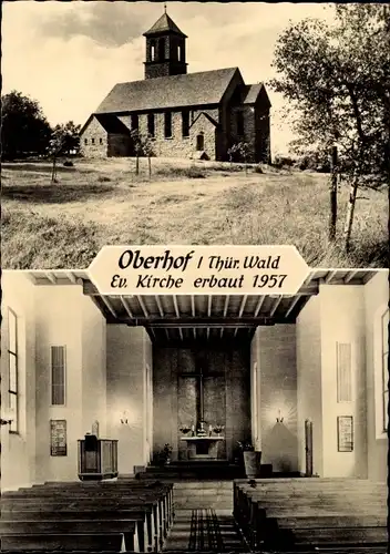 Ak Oberhof im Thüringer Wald, Evangelische Kirche, Außenansicht, Blick auf den Altar