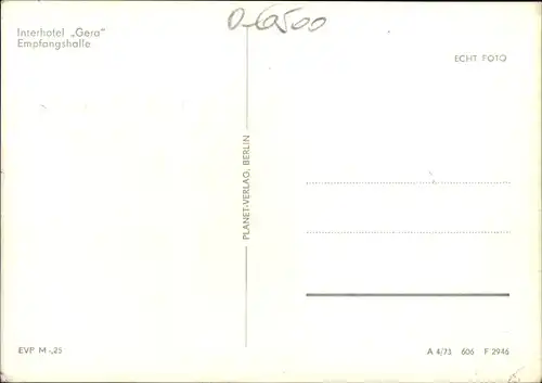 Ak Gera in Thüringen, Interhotel Gera, Partie in der Empfangshalle