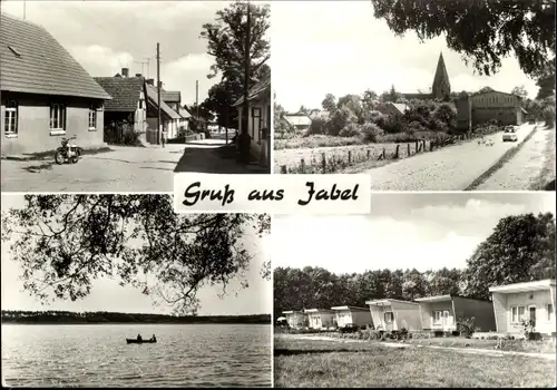 Ak Jabel Mecklenburgische Seenplatte, Straßenansicht, See, Ferienhäuser, Kirche