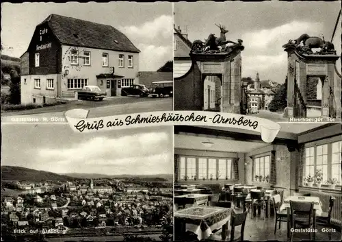 Ak Arnsberg im Sauerland Westfalen, Schmieshäuschen, Gaststätte H. Görtz, Hirschberger Tor, Panorama