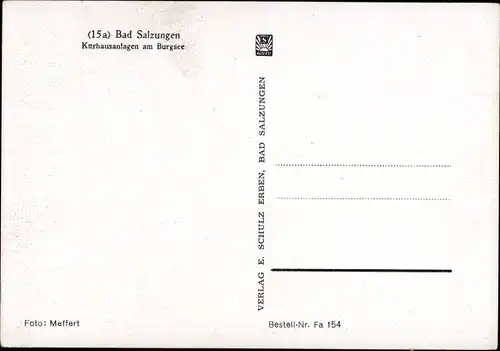 Ak Bad Salzungen in Thüringen, Kurhausanlagen am Burgsee, Loblied Hans Rothhardt