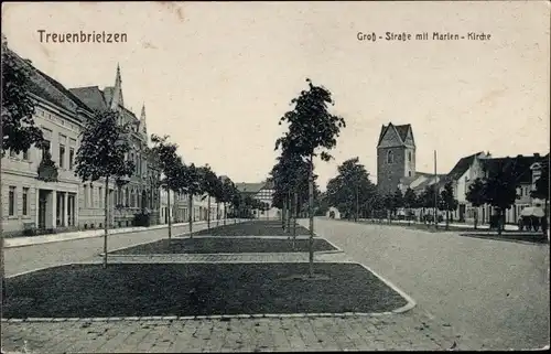 Ak Treuenbrietzen in Brandenburg, Großstraße mit Marienkirche