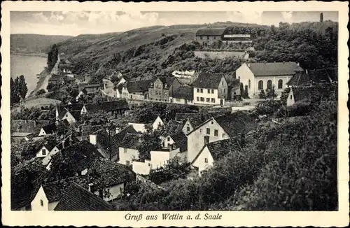 Ak Wettin Löbejün Sachsen Anhalt, Hotel Kleiner Schweizerling, Panorama