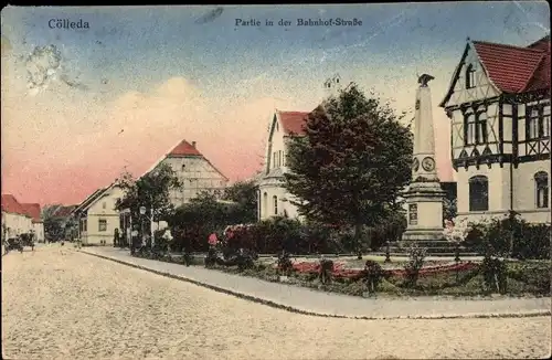 Ak Cölleda Kölleda in Thüringen, Partie in der Bahnhofstraße