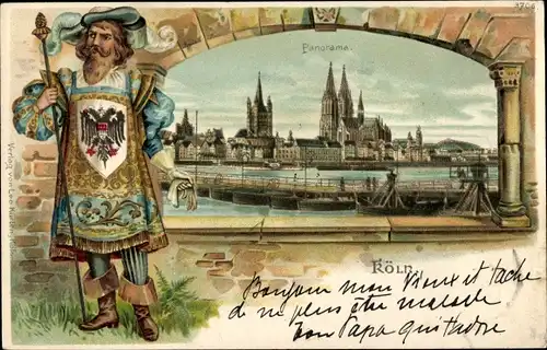 Litho Köln am Rhein, Panorama, Wappen