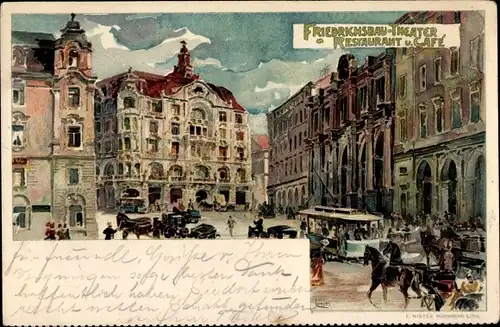 Künstler Litho Stuttgart in Württemberg, Friedrichsbau-Theater, Restaurant und Cafe