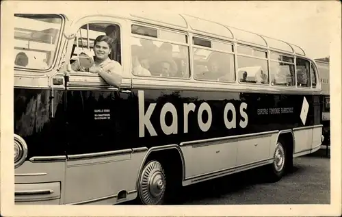 Foto Ak Autobus Karo As, Busfahrer, Fahrgäste