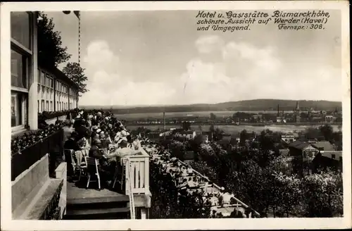 Ak Werder an der Havel, Hotel und Gaststätte Bismarckhöhe, Terrasse