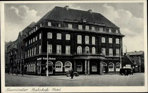 Ak Neumünster in Schleswig Holstein, Bahnhofs Hotel, O. Niehoff
