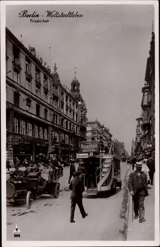 Ak Berlin, Verkehr auf der Friedrichstraße, Bus
