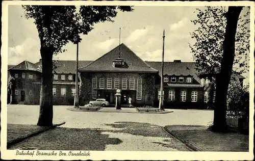 Ak Bramsche in Niedersachsen, Bahnhof, Bahnhofsgaststätte