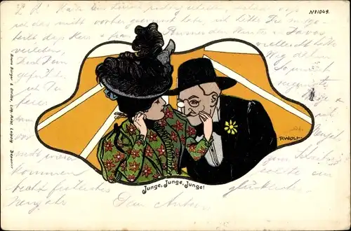 Künstler Ak Junge, Junge, Junge! Frau mit altem Mann