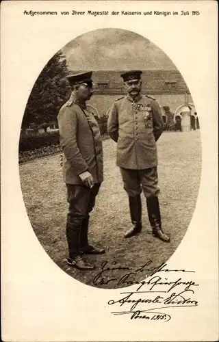 Ak Kaiser Wilhelm II. und Paul von Hindenburg im Feld, Posen 1915