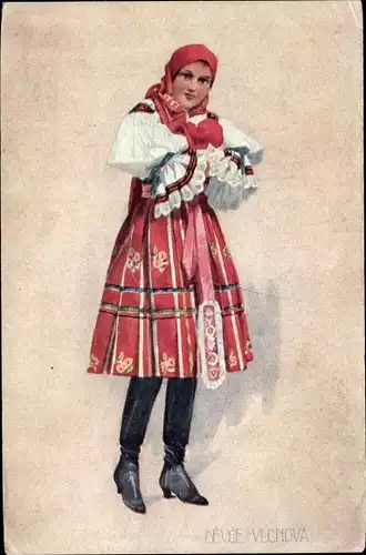Ak Junge Frau in tschechischer Tracht, Devece z Vlcnova