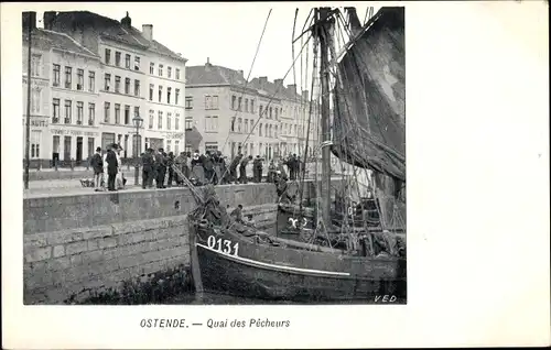 Ak Oostende Ostende Westflandern, Quai des Pécheurs