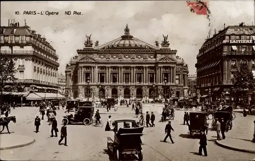 Ak Paris IX. Arrondissement Opéra, Stadtansicht, Autos, Verkehr, Passanten