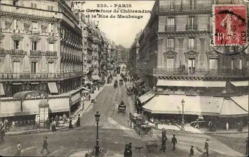 Ak Paris IX. Arrondissement Opéra, Le Carrefour de Chateaudun, Rue de Maubeuge